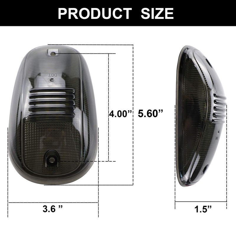 Tresound Cab Roof Top Marker Lights Cover for 2003-2016 Dodge Ram 1500 2500 3500 (Smoked Lens) - Image 3
